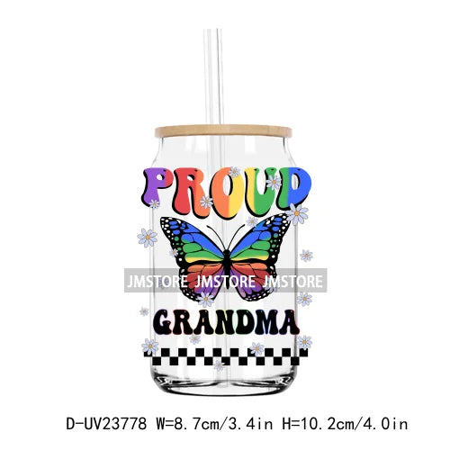 Retro Rainbow Butterfly Pride UV DTF Transfer Stickers Decals For Libbey Cold Cups Mug Tumbler Custom Waterproof Logo Proud Mama