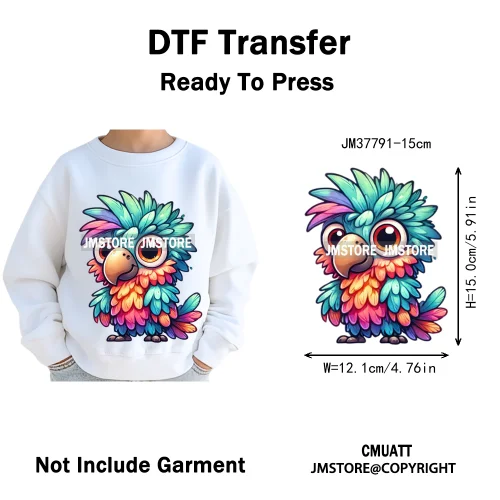 15cm 5.9in Kids Cute Nursery Thermal Printed Bird Fly Animal Washable Iron on DTF Transfers Stickers Ready to Press for Textile