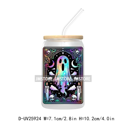 Spooky Skull Halloween Tarot Card UV DTF Transfer Stickers Decals For Libbey Cold Cups Mugs Durable Waterproof Custom Logo Label