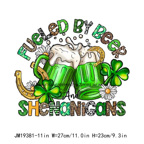 Cheers Lucky Beer Crush Shamrocks Dog Mom Dental Squad Howdy Lucky Irish Day St Patrick's DTF Transfer Stickers Decals For Shirt