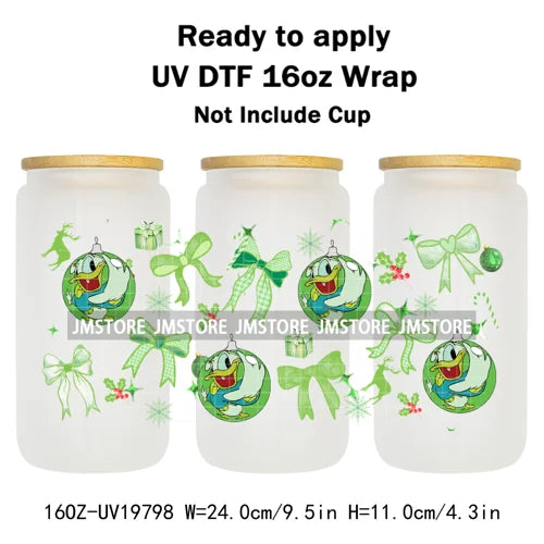 Christmas Mouse Cartoon Charater Girly UV DTF Cup Wrap Ready To Apply Transfer Stickers Durable For 16OZ Libbey Glass Can Bottle