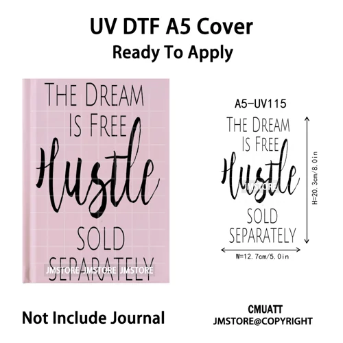 Hustle Hard Quotes Small Business Owner UV DTF Notebook Cover Decals Ready To Apply Transfer Stickers Wraps For A5 Journal Cover