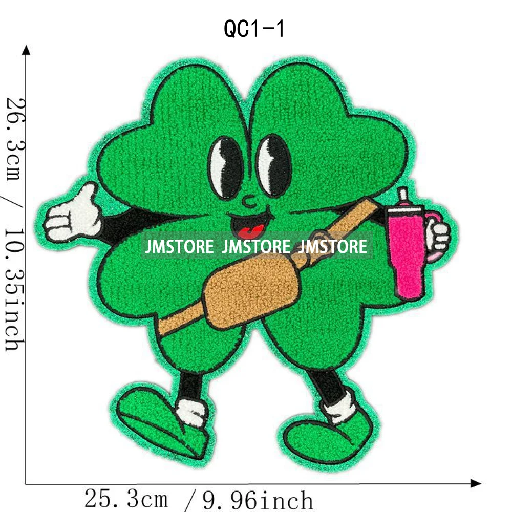 Fashion Clover Lucky Shamrock Irish St Patrick's Day Embroidery Iron on Chenille Patches For Sweatshirts Bags