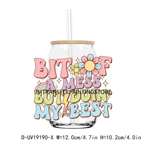 Retro Motivational Quotes UV DTF Transfers Stickers Decals For Libbey Cold Cups Mugs Tumbler Mental Health Waterproof DIY Logo