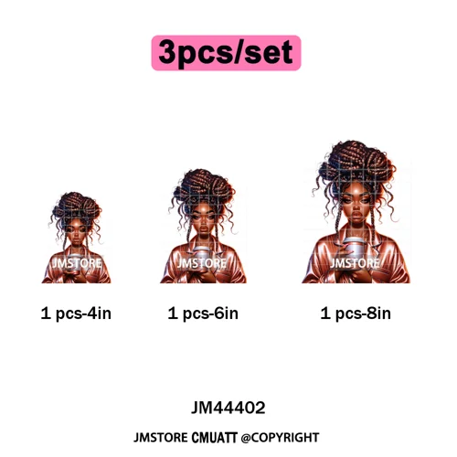 Angry Office African Girl Sassy Moods Housework Mom Iron on Washable DTF Heat Transfer Stickers Ready to Press for T-shirts Bags