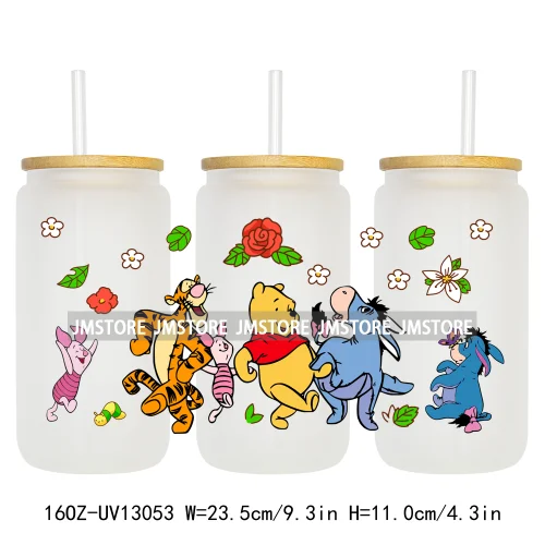 Lovely Cartoon Bear Characters 16OZ UV DTF Cup Wraps Ready To Apply Waterproof Transfer Stickers For Libbey Glass Can Tumbler