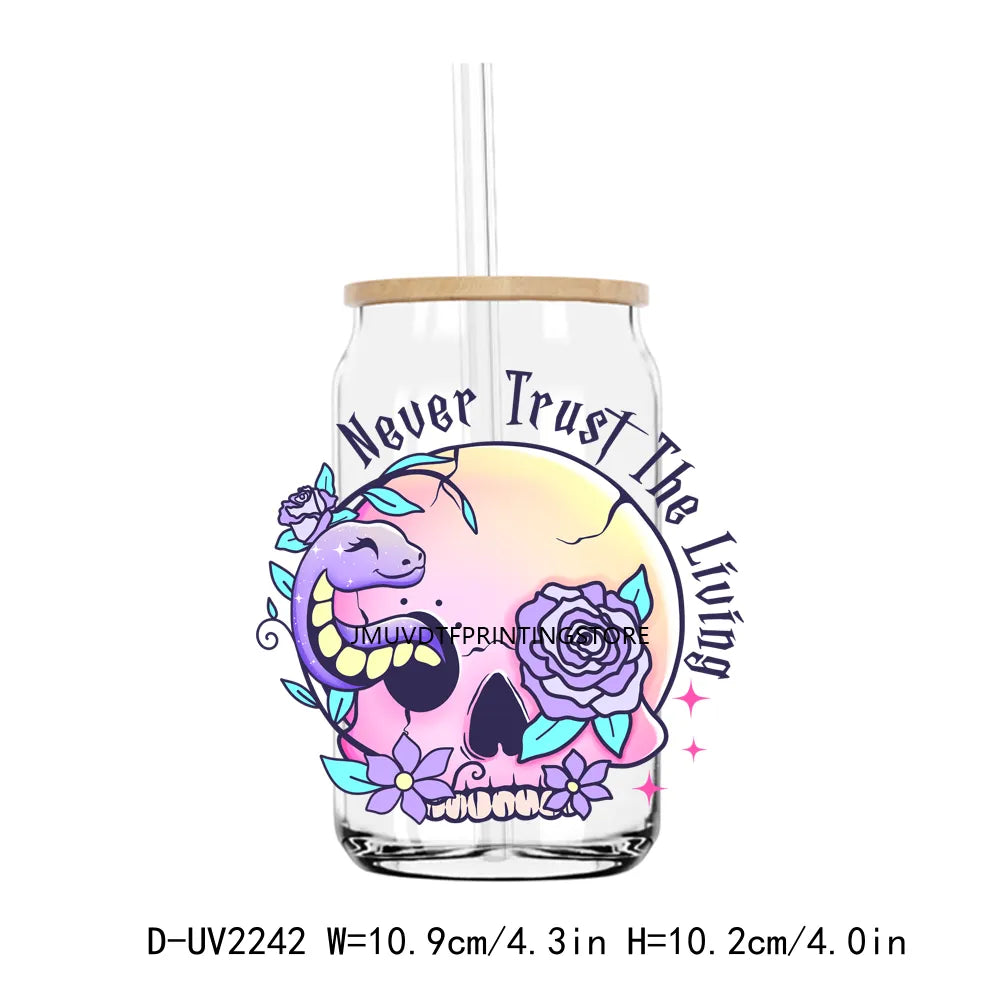 Horror Halloween Skeletion Trick Or Treat UV DTF Transfer Stickers Decals For Libbey Cold Cups Mugs Tumbler Waterproof DIY Craft