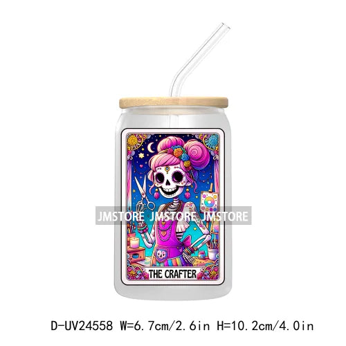 Mexican Culture Tarot Card UV DTF Transfer Stickers Decals For Libbey Cold Cups Mug Tumbler Waterproof DIY Craft Latina Skeleton