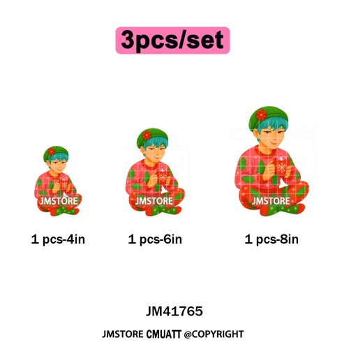 Preppy Christmas Festive Boys Girls Movie Xmas Gift Food Light Iron on DTF Washable Transfer Stickers Ready to Press for Clothes