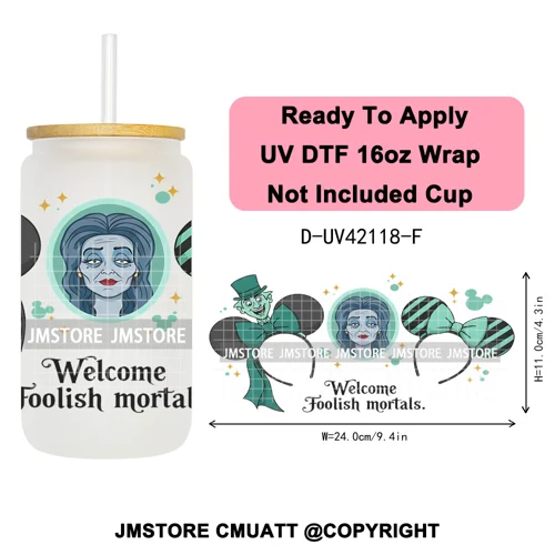 Mouse Halloween Villain Girly Cartoon Princess 16OZ UV DTF Cup Wraps Ready To Apply Transfer Stickers For Libbey Glass Can Mugs