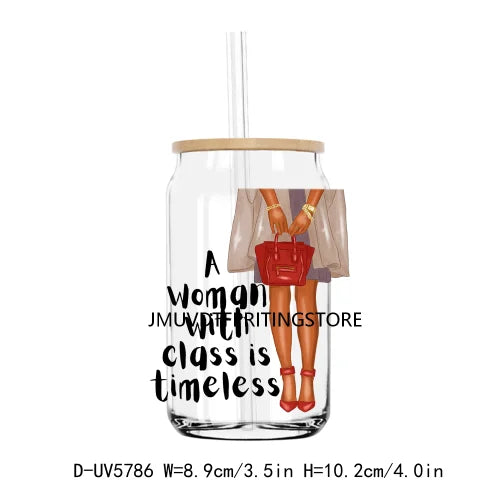 Hustle African American Women Man UV DTF Transfer Stickers Decal For Libbey Cold Cups Mug Tumbler Waterproof DIY Logo Black Lady