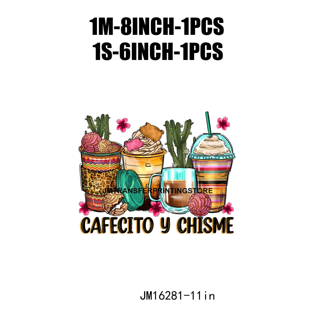 Peace Love Cafecito Cinco De Mayo Printing Decals Mexico Festival Culture Coffee Cup DTF Transfer Ready To Press For Bag Hoodies