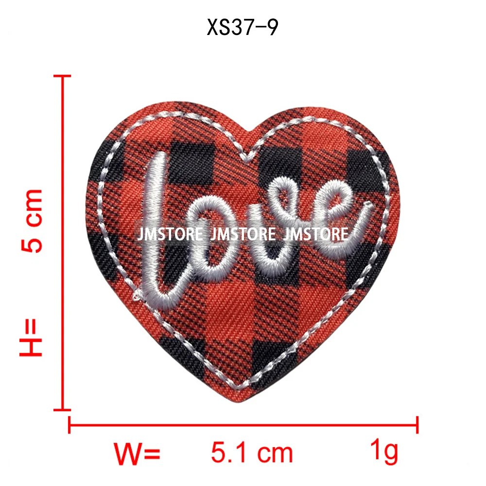 Red Checkered Christmas Icons Cozy Winter Season Lover Festive Decoration Embroidery Appliques Iron on Patches for Clothes Bags