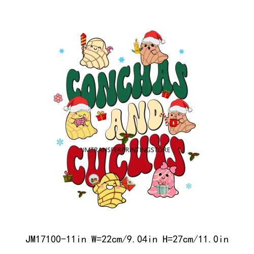 Cute Conchita Pantasmas Latin Christmas Decals Conchas Cucuys Christmas Ghouls Gifts Iron On DTF Transfers Sticker For Clothing