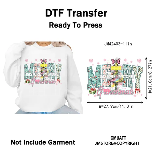 Ho Ho Ho Christmas Coquette Gifts Santa Cartoon Characters Iron on DTF Washable Transfers Stickers Ready to Press for Clothing