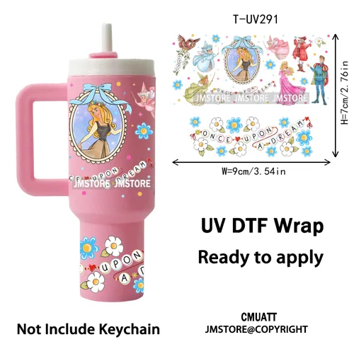 Coquette Cartoon Cat Princess Magical Kingdom UV DTF Wraps Ready To Use Transfer Stickers Waterproof For Mini Tumbler Keychain