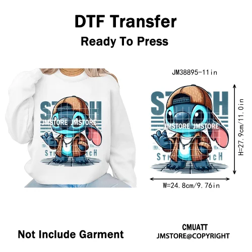 Urban Cartoon Character Streetwear Thermal Printing Iron on DTF Washable Transfers Stickers Ready to Press for Clothing Bags