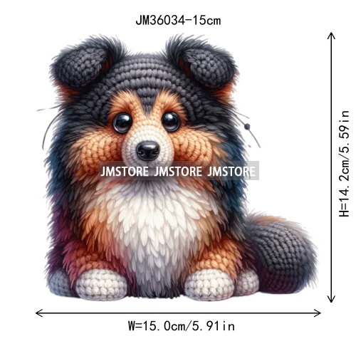 15cm 5.9in Colorful Cute Needle Hook Animal Iron On DTF Heat Transfer Sticker For Clothes Print Vinyl Washable T-Shirt Appliques