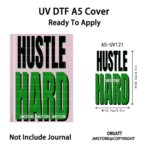 Hustle Hard Quotes Small Business Owner UV DTF Notebook Cover Decals Ready To Apply Transfer Stickers Wraps For A5 Journal Cover