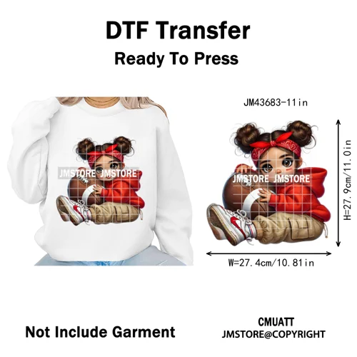 Latina Football Mexican Baby Girls Sports Lover Game Day Iron on Washable DTF Heat Transfers Stickers Ready to Press for Hoodies