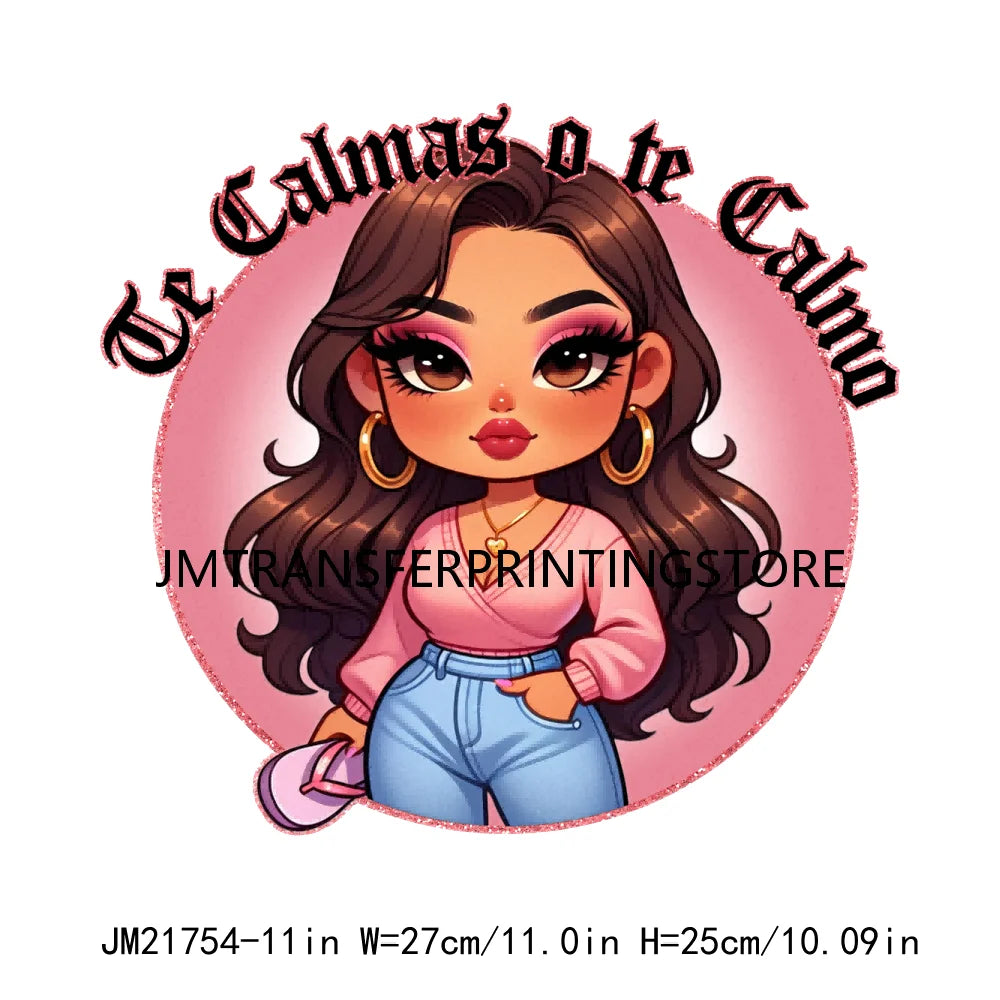 Funny Latina Chicano Mama Sayings Design Washable Chibi Women Style Mother DTF Transfer Stickers Ready To Press For T-shirts Bag