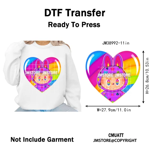 Coquette Bow Monster Doll Drinking Soda Bottle Thermal Printing Iron on DTF Washable Transfer Sticker Ready to Press for Clothes