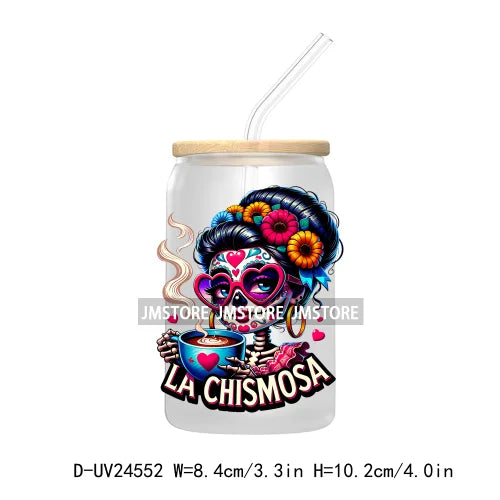 Mexican Culture Tarot Card UV DTF Transfer Stickers Decals For Libbey Cold Cups Mug Tumbler Waterproof DIY Craft Latina Skeleton