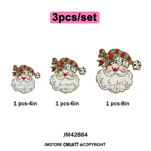 Funny Faux Yarn Crochet Christmas Tree Santa Winter Season Iron on DTF Washable Transfers Stickers Ready to Press for Textiles