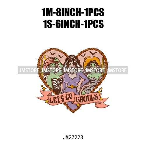 Cartoon Halloween Season Let's Go Ghouls Burn Sage Not Witches Spooky Vibes DTF Iron On Heat Press Transfer Stickers For Clothes