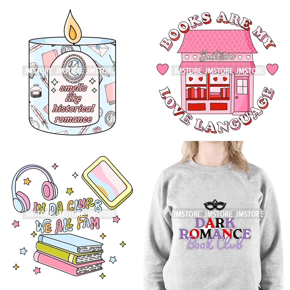 Smells Like Dark Romance Book Club Bookish Positive Quotes Iron on DTF Washable Transfers Stickers Ready to Press for Clothing