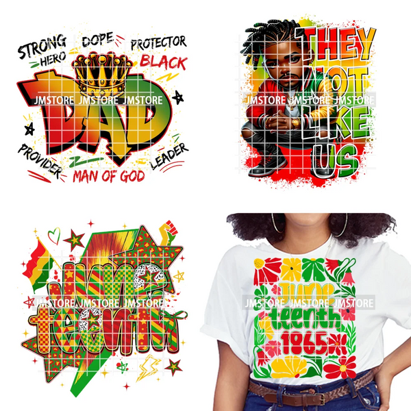 Juneteenth 1865 Freedom Black History Month Strong Queen Iron on DTF Heat Transfer Washable Stickers Ready to Press for T-shirts