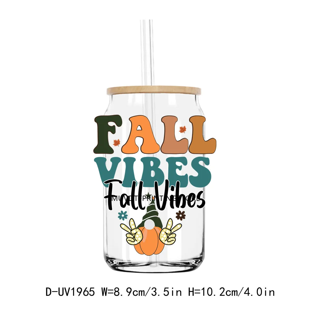 Hello Fall Babe Thanksgiving Mama Pumpkin UV DTF Transfers Stickers Decals For Libbey Cold Cups Mugs Tumbler Waterproof DIY Craf