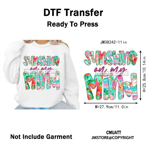 Seashell Sweet Summer Salty Soul Preppy Coastal Coquette Floral Vibes Iron on DTF Transfers Stickers Ready to Press for T-shirts