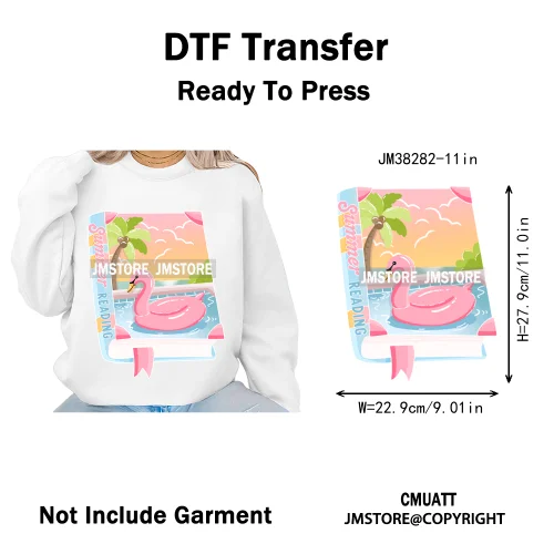 Cute Summer Book Picnic Kindle Club Beach Reading Bookish Vacation Iron on DTF Transfer Stickers Ready to Press for Clothes Bags