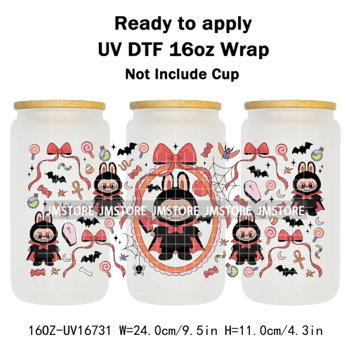 Witchy Laboo Girly Halloween Pumpkins UV DTF Stickers Ready To Transfer Cup Wrap Custom Labels For Libbey Can Glass Tumblers Mug