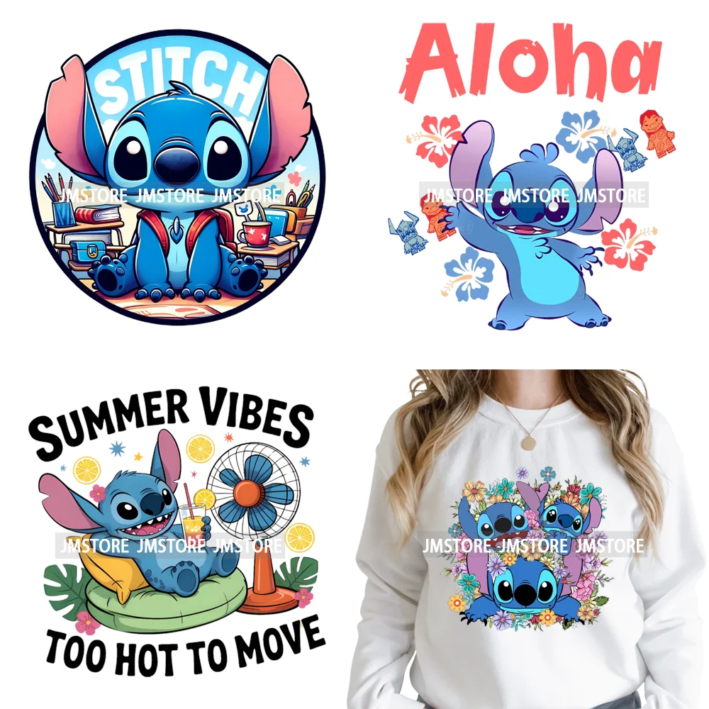 Aloha Flower Summer Vibes Cartoon Animal Vacation Life Designs Iron on DTF Washable Transfers Sticker Ready to Press for Clothes