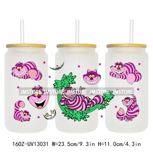 Cartoon Princess In Wonderland UV DTF Wraps Transfer Sticker Ready To Apply Waterproof Logo For 16OZ Libbey Glass Can Tumbler