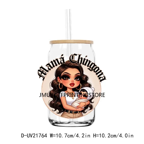 Chicano Latina Mexican Mama Daughter Son UV DTF Transfers Stickers Decals For Libbey Cold Cups Mugs Tumbler Waterproof DIY Logo