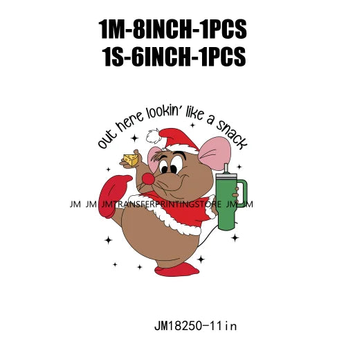 Funny Mouse Princess Christmas Designs Looking Like A Snack Gus Christmas Heat Transfer Stickers Ready To Press For Clothes Bags