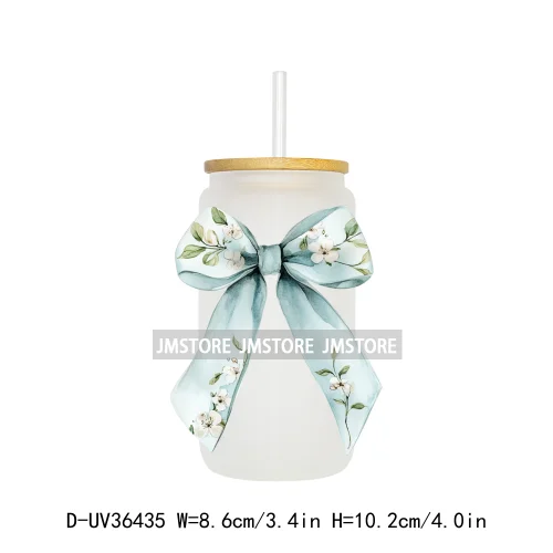 Colorful Bow Ribbon Bridal Birthday UV Sticker Decals For Libbey Cold Cups Mugs Tumbler Transfer Stickers Waterproof DIY Prints