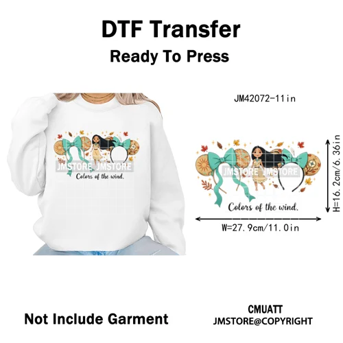 Cute Girls Coquette Magic Kingdom Mouse Ears Cartoon Quotes Iron on DTF Washable Transfers Stickers Ready to Press for T-shirts