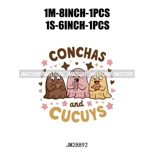 Pan Tasmas Spooky Halloween Conchas Cucuys Mexican Spooky Season Ghost Iron On DTF Transfer Stickers Ready To Press For T-shirts