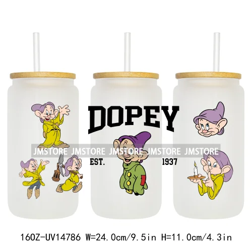 Beautiful Princess Cartoon Gnomes UV DTF Wraps Transfer Sticker Ready To Apply Waterproof Logo For 16OZ Libbey Glass Can Tumbler