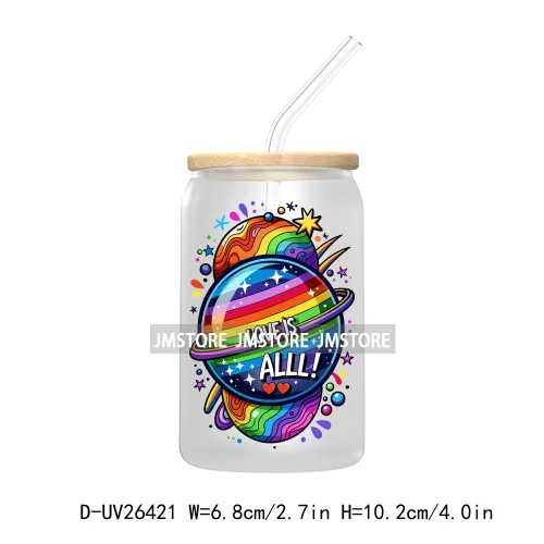 Pride Love Rainbow Heart UV DTF Transfer Stickers Decals For Libbey Cold Cups Mugs Durable Waterproof Custom Logo Label Best Gay