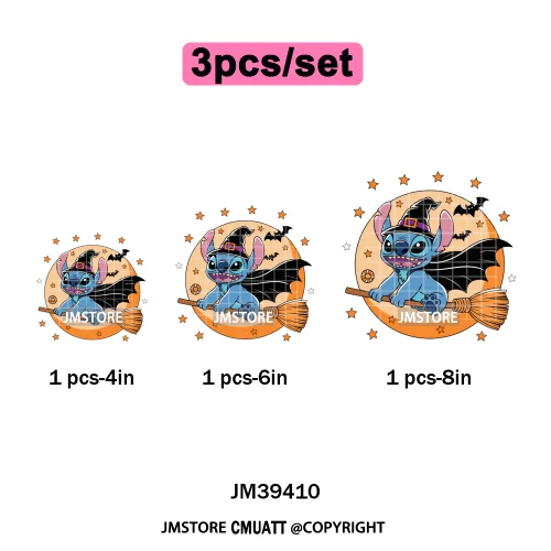 Spooky Vibes Horror Trick Or Treat Cartoon Animal Pumpkin Bats Iron on DTF Washable Transfers Sticker Ready to Press for Hoodies