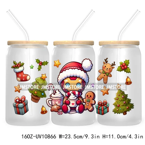 Cute Baby Horror Characters Christmas Season 16OZ UV DTF Cup Wrap Transfer Stickers Durable Waterproof Logo For Libbey Glass Can