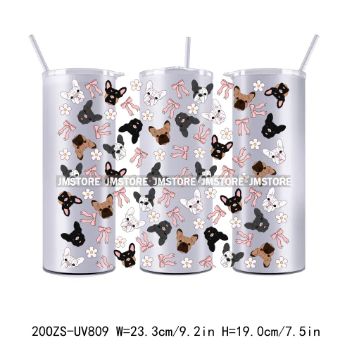 Coquette Puppy Dog Mom Cat Lover Pets 20OZ Skinny Tumbler Wrap UV DTF Transfer Stickers Personalized Labels For Straight Tumbler