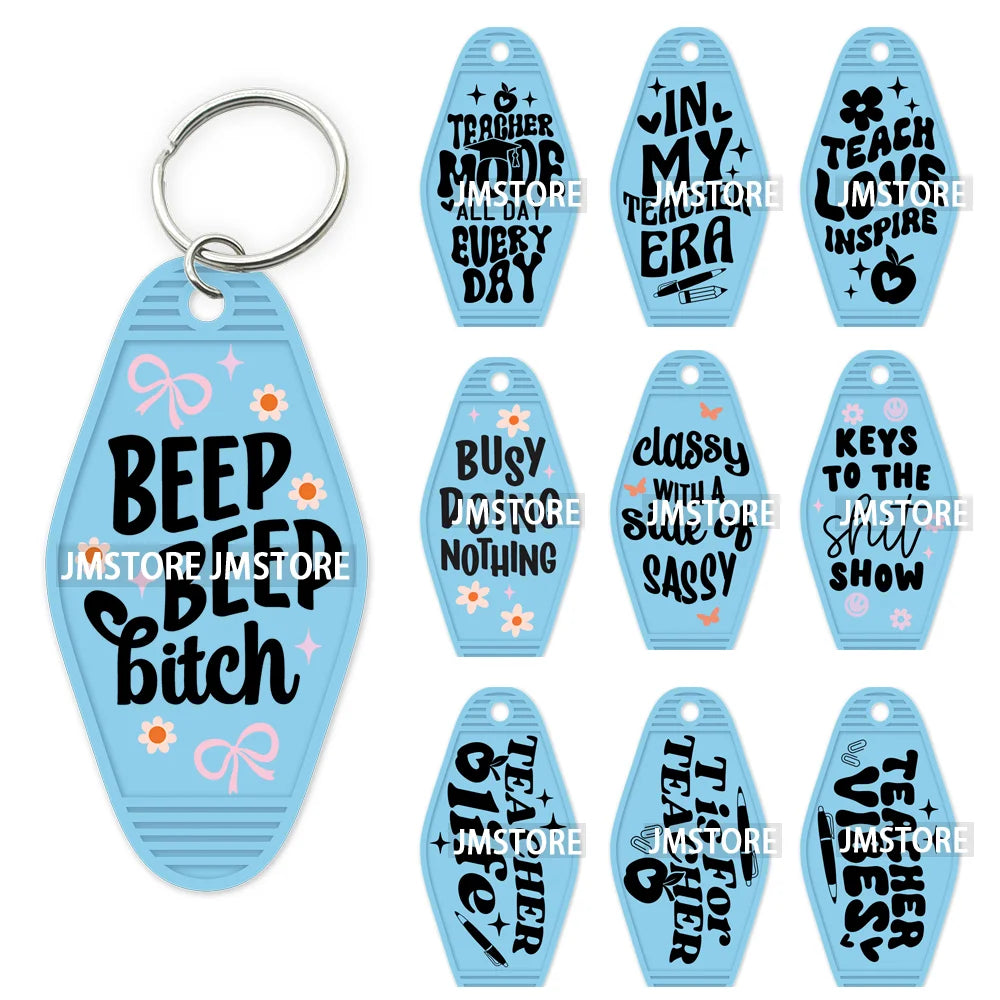 In My Teacher Era High Quality WaterProof UV DTF Sticker For Motel Hotel Keychain Funny Teaching Mode