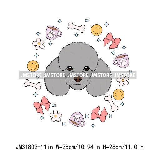 Funny Love Animal Puppy Pet Dogs Cocoa Flower Coquette Design Iron On DTF Transfers Stickers Ready To Press For Sweatshirts Bags