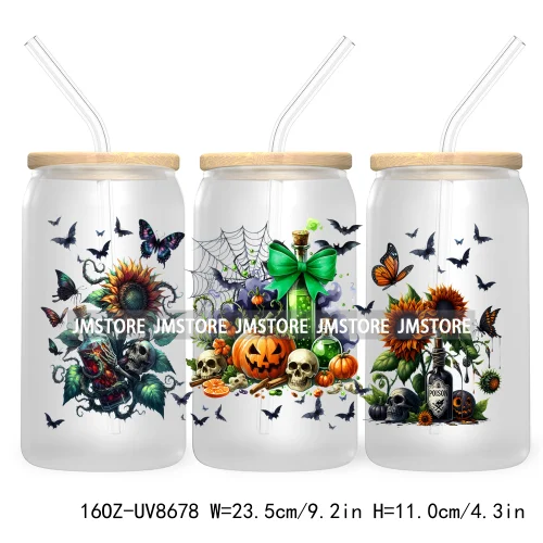 Spooky Witch Social Club UV DTF Cup Wrap For 16OZ Libbey Glass Cups Can Transfer Stickers Custom Labels Logo Halloween Season